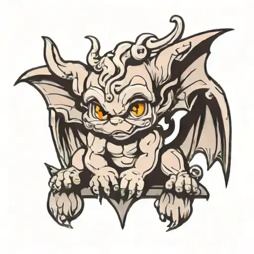 cute baby gargoyle tattoo design idea