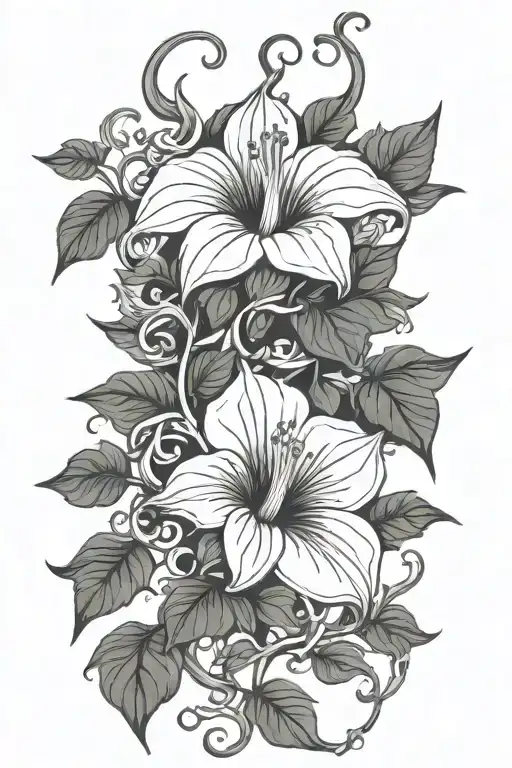 moonflower vine tattoo design idea