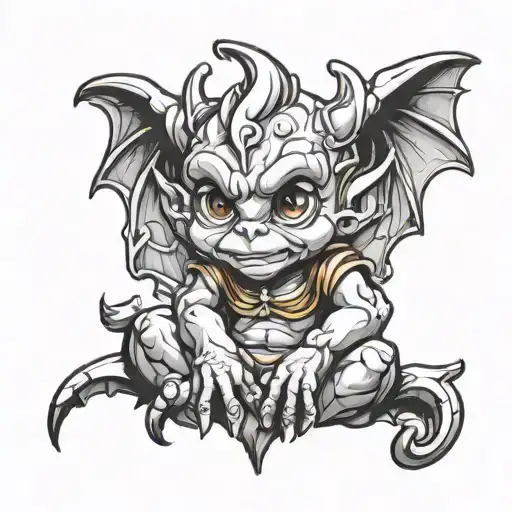 cute baby gargoyle tattoo design idea