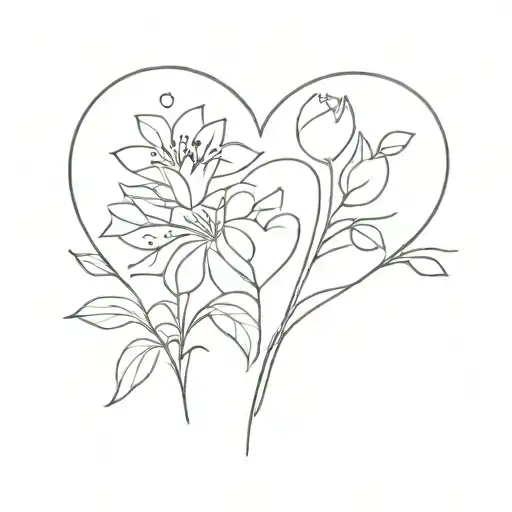 hearts and flowers  tattoo design idea