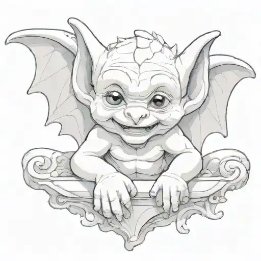 cute baby gargoyle tattoo design idea