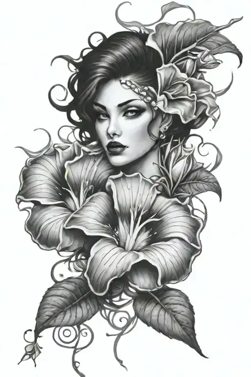 feminine inner demons morning glory  tattoo design idea