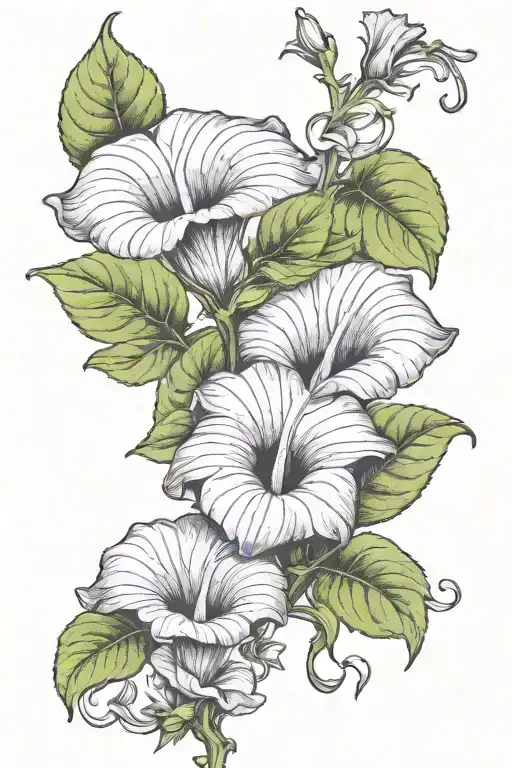 single vine of morning glory  tattoo design idea