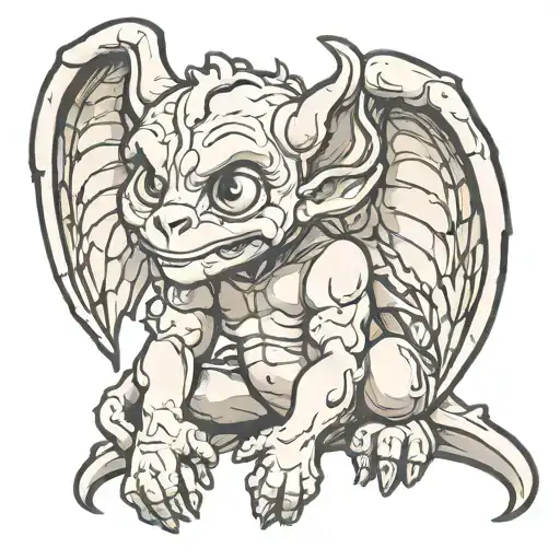 cute baby gargoyle tattoo design idea