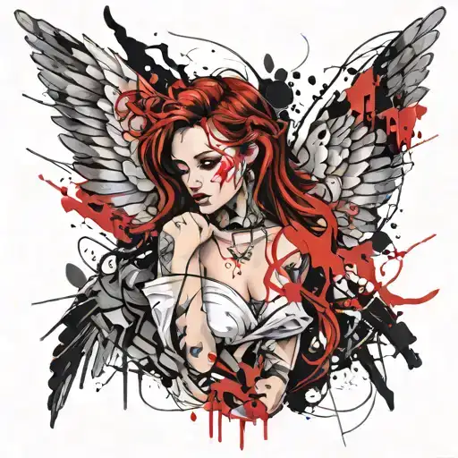feminine broken angel tattoo design idea