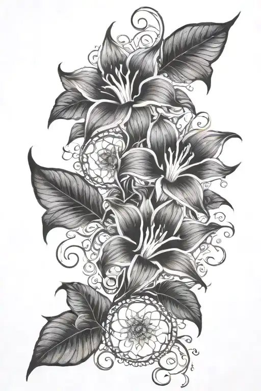 long moonflower vine tattoo design idea