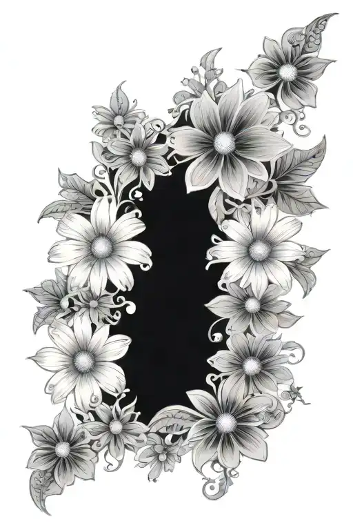 daisies with lace like patterns tattoo design idea