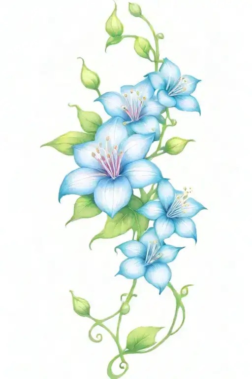 long thin moonflower vine tattoo design idea