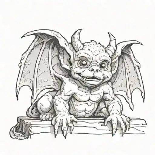 cute baby gargoyle tattoo design idea