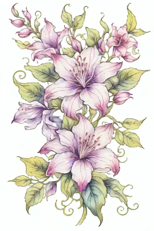 long moonflower vine tattoo design idea