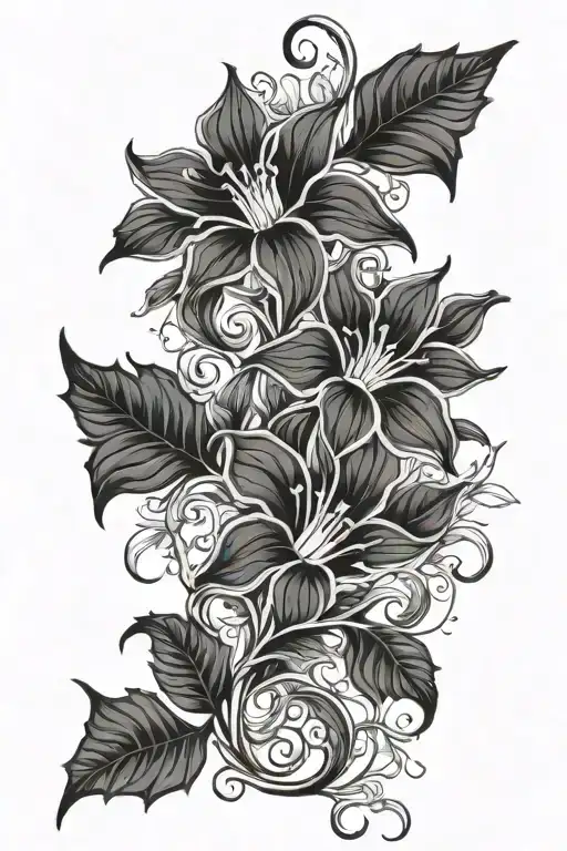 long moonflower vine tattoo design idea