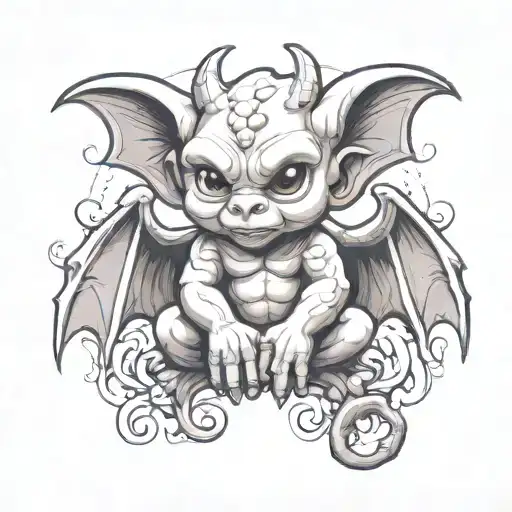 cute baby gargoyle tattoo design idea