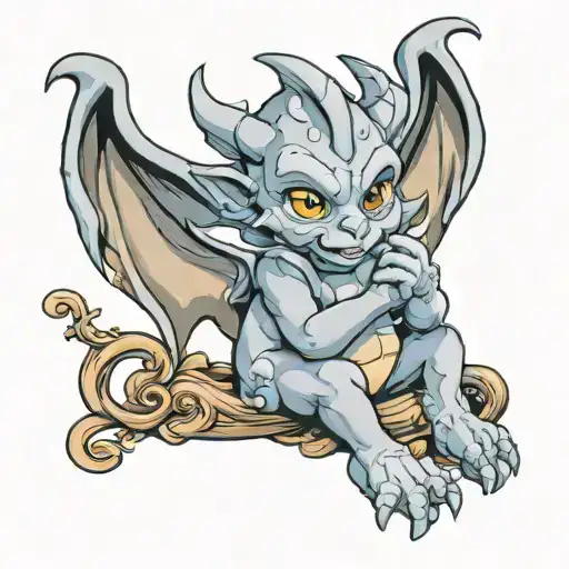 cute baby gargoyle tattoo design idea