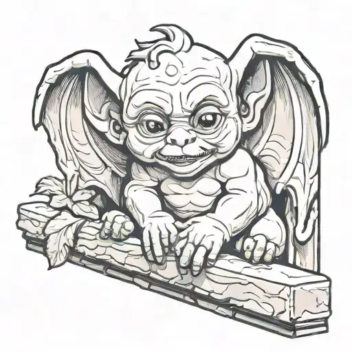 cute baby gargoyle tattoo design idea