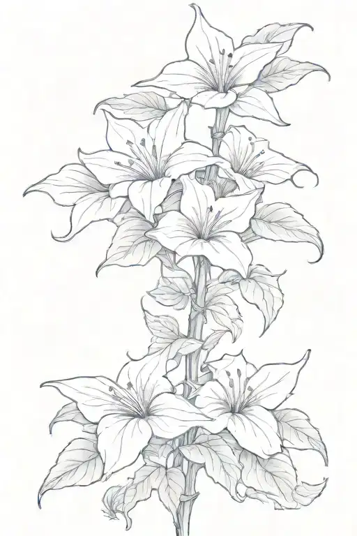 long thin moonflower vine tattoo design idea