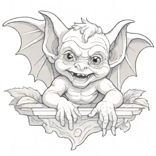 cute baby gargoyle tattoo design idea