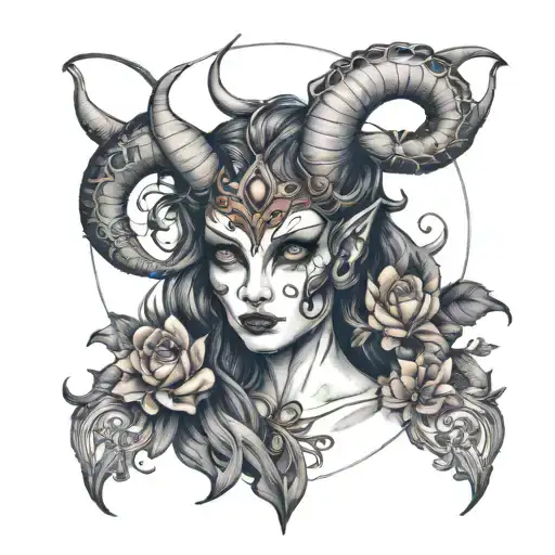 female demon tattoo design idea