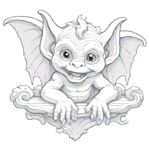 cute baby gargoyle tattoo design idea