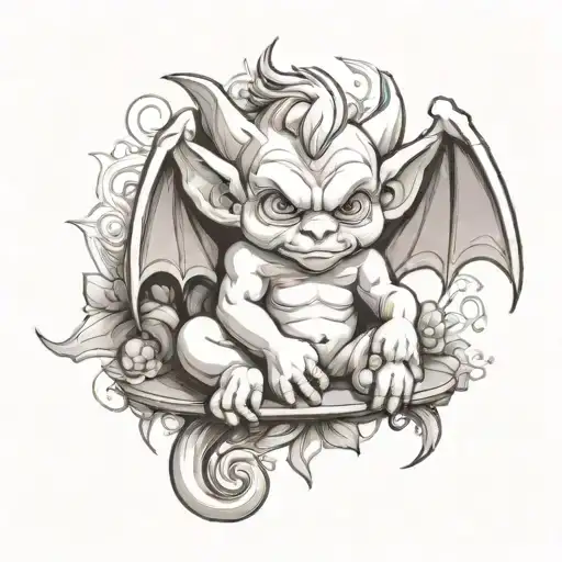 cute baby gargoyle tattoo design idea