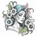 feminine inner demons morning glory  tattoo design idea