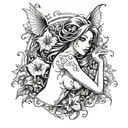 feminine inner demons morning glory  tattoo design idea