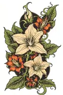 long thin moonflower vine tattoo design idea