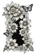 daisies with lace like patterns tattoo design idea