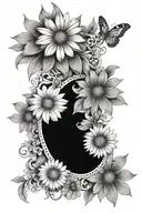 daisies with lace like patterns tattoo design idea