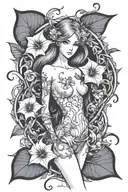 feminine inner demons morning glory  tattoo design idea