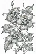 long thin moonflower vine tattoo design idea
