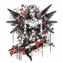 feminine broken angel tattoo design idea