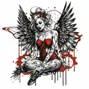 feminine broken angel tattoo design idea
