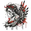 feminine broken angel tattoo design idea