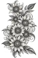 daisies with lace like patterns tattoo design idea