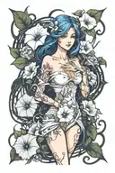 feminine inner demons morning glory  tattoo design idea