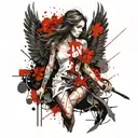 feminine broken angel tattoo design idea
