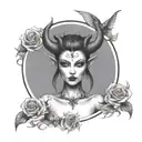 female demon tattoo design idea