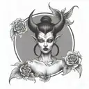 female demon tattoo design idea