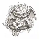 cute baby gargoyle tattoo design idea