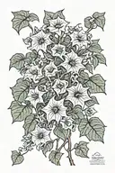 long thin moonflower vine tattoo design idea