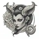 female demon tattoo design idea