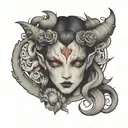 female demon tattoo design idea
