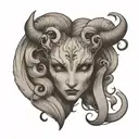 female demon tattoo design idea