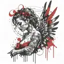 feminine broken angel tattoo design idea