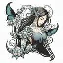 feminine inner demons morning glory  tattoo design idea