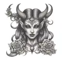 female demon tattoo design idea