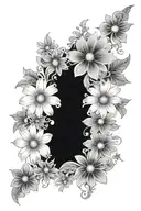 daisies with lace like patterns tattoo design idea