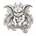 cute baby gargoyle tattoo design idea
