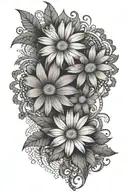 daisies with lace like patterns tattoo design idea
