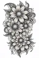 daisies with lace like patterns tattoo design idea